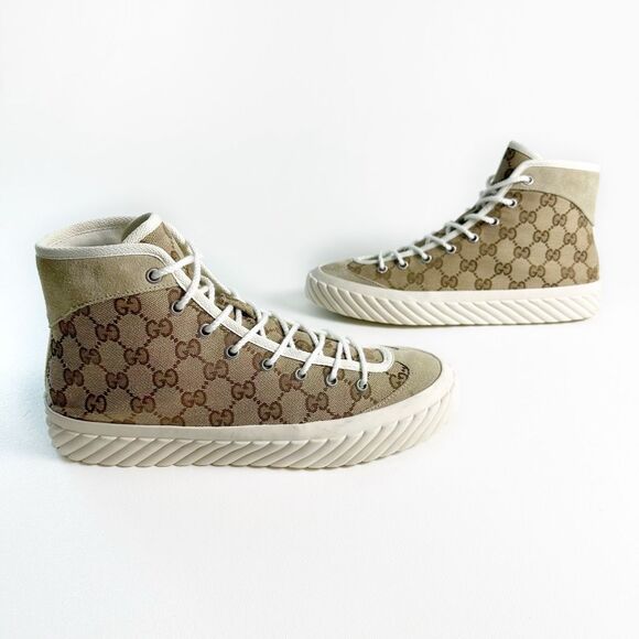 GUCCI GG Supreme Tortuga Sneakers Size Women 9.5 Chunky High Top (Men size 7.5) - Picture 7 of 14